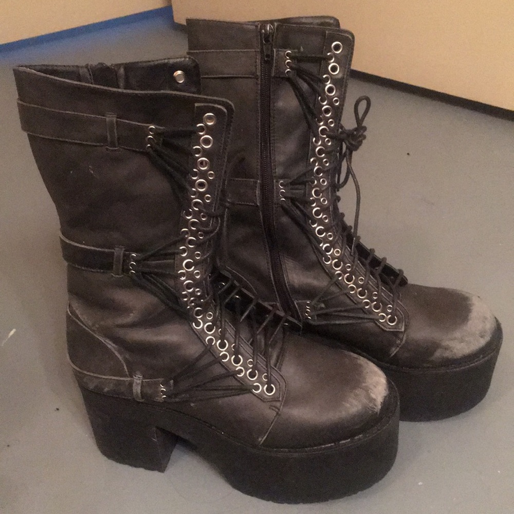 Black platform boots